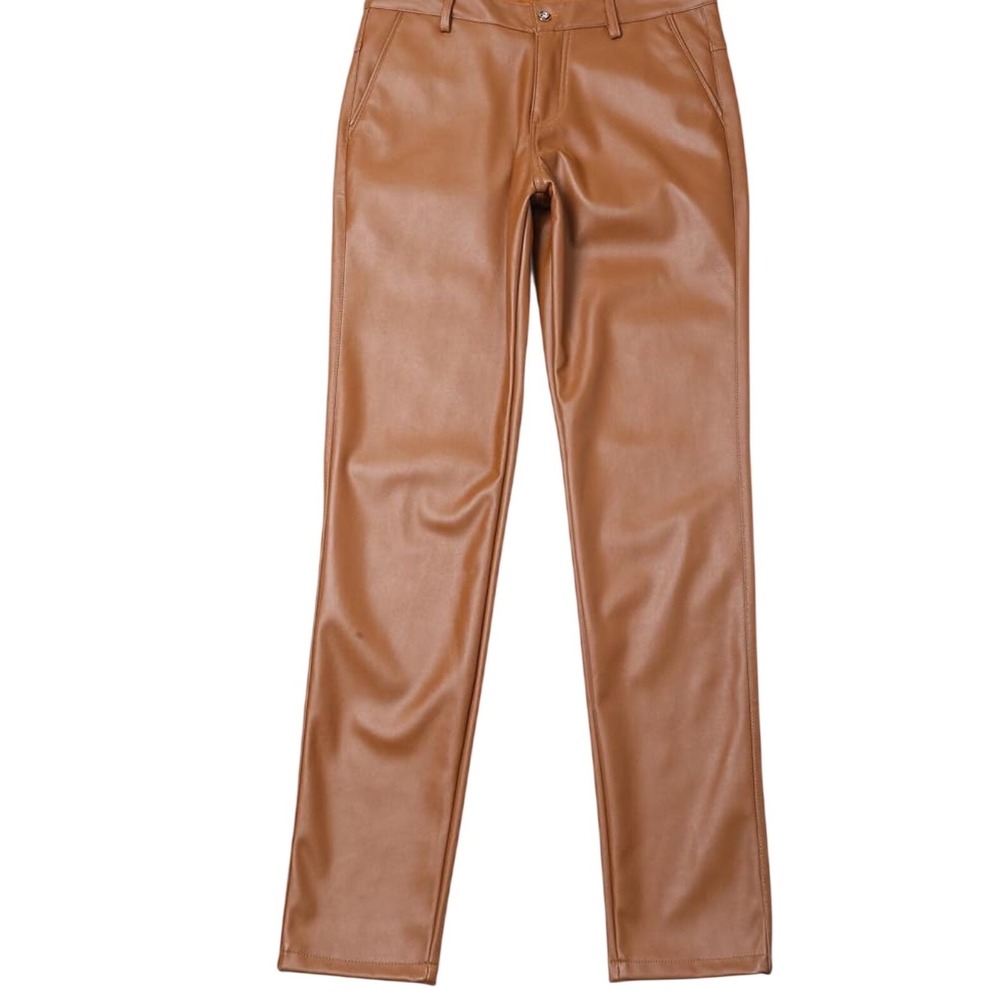 The Limited‎ Faux Leather Pants Tan Size 6 High Rise Straight Leg